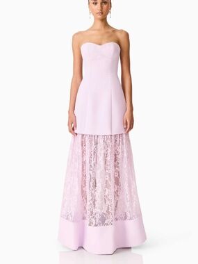 Elliat Saphine Strapless Lace Gown in Pink